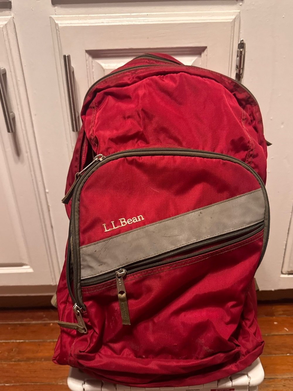 Vintage L.L. Bean Red Backpack with Gray Accent